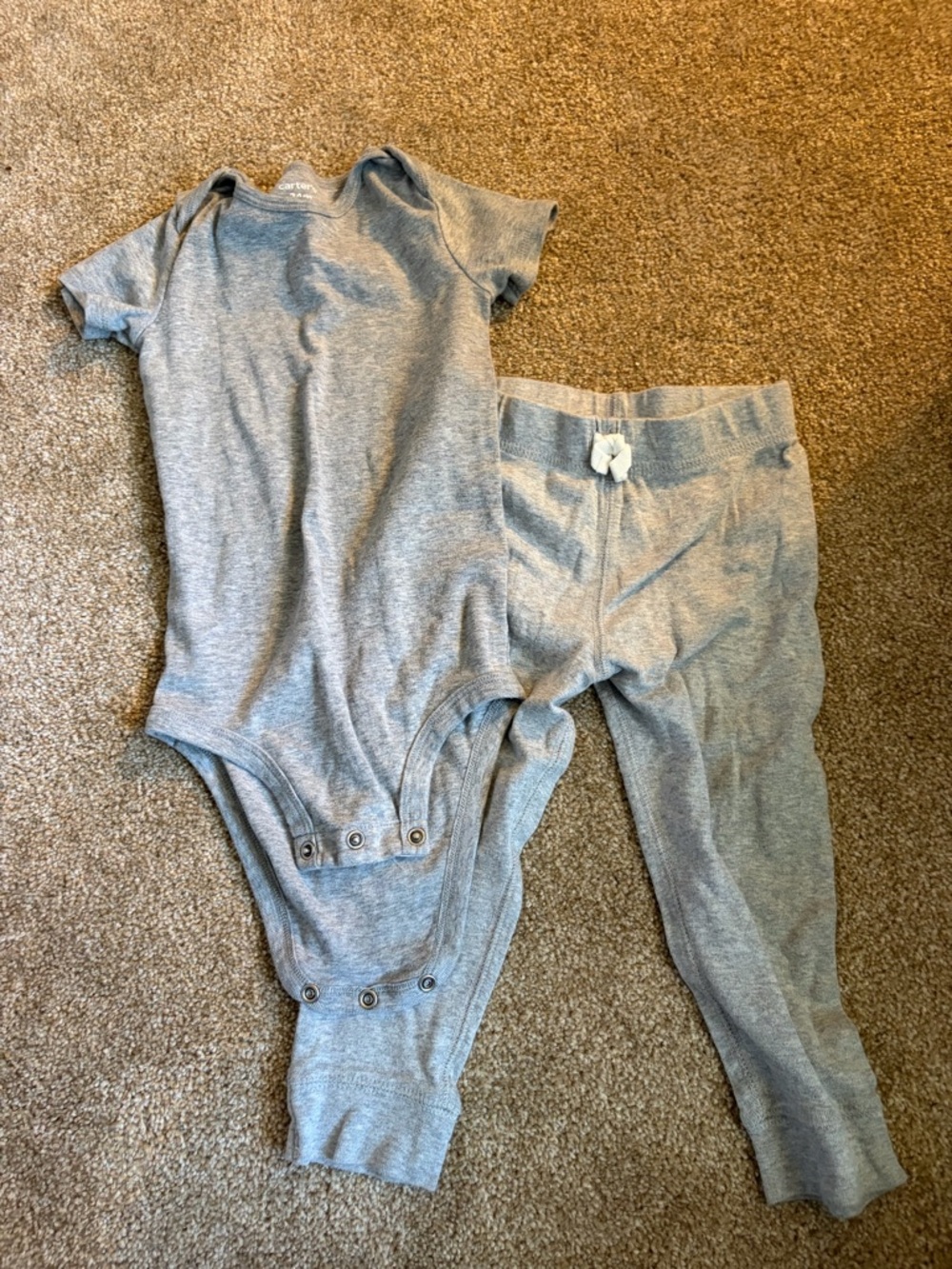 Carters Gray Cotton Baby Onesie and pant Set